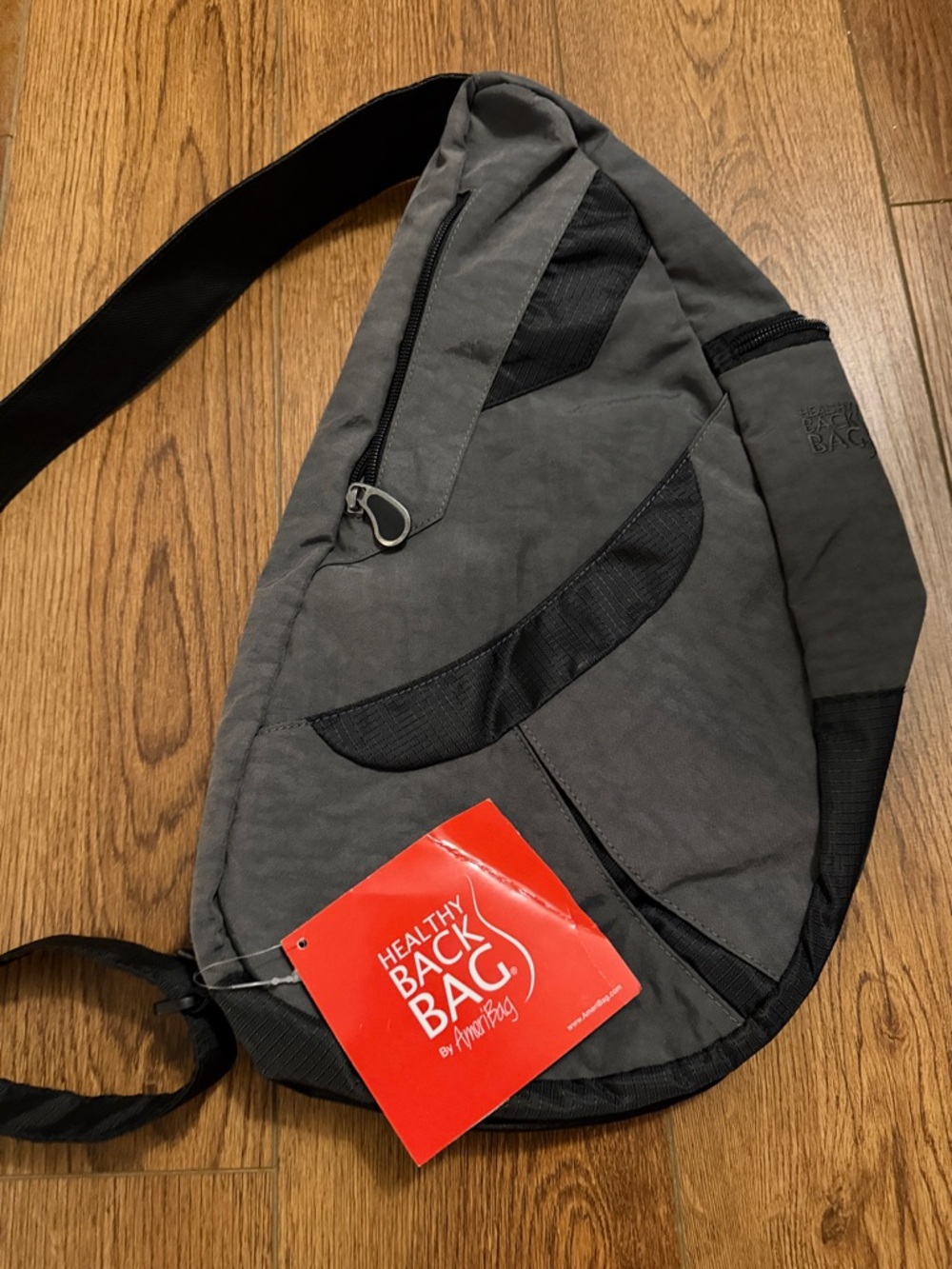Amaribag healthy back bag stormy gray sling size small